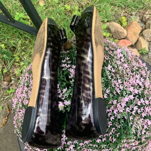 FERRAGAMO Tortoise/Animal Patent & Lizard Embossed cap Ballerina Flat sz… - Picture 9 of 14